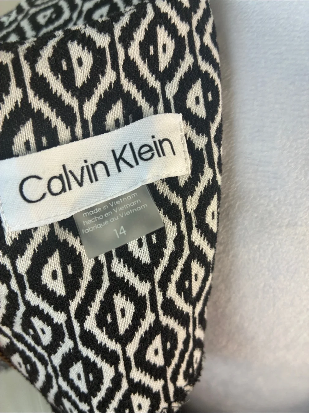 Calvin Klein Black & White Geometric Midi Dress